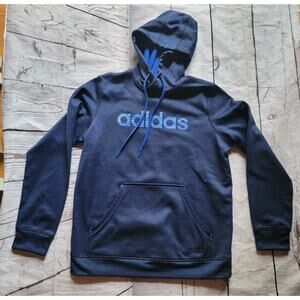 Adidas Women’s Hoodie Blue Big Logo Climawarm Pullover Long Sleeve Size L